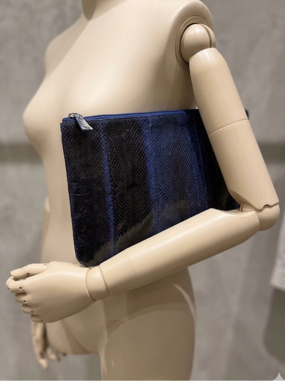 Scoop Blue & Black Snakeskin Embossed Zip Clutch Pouch | Faux Python Texture